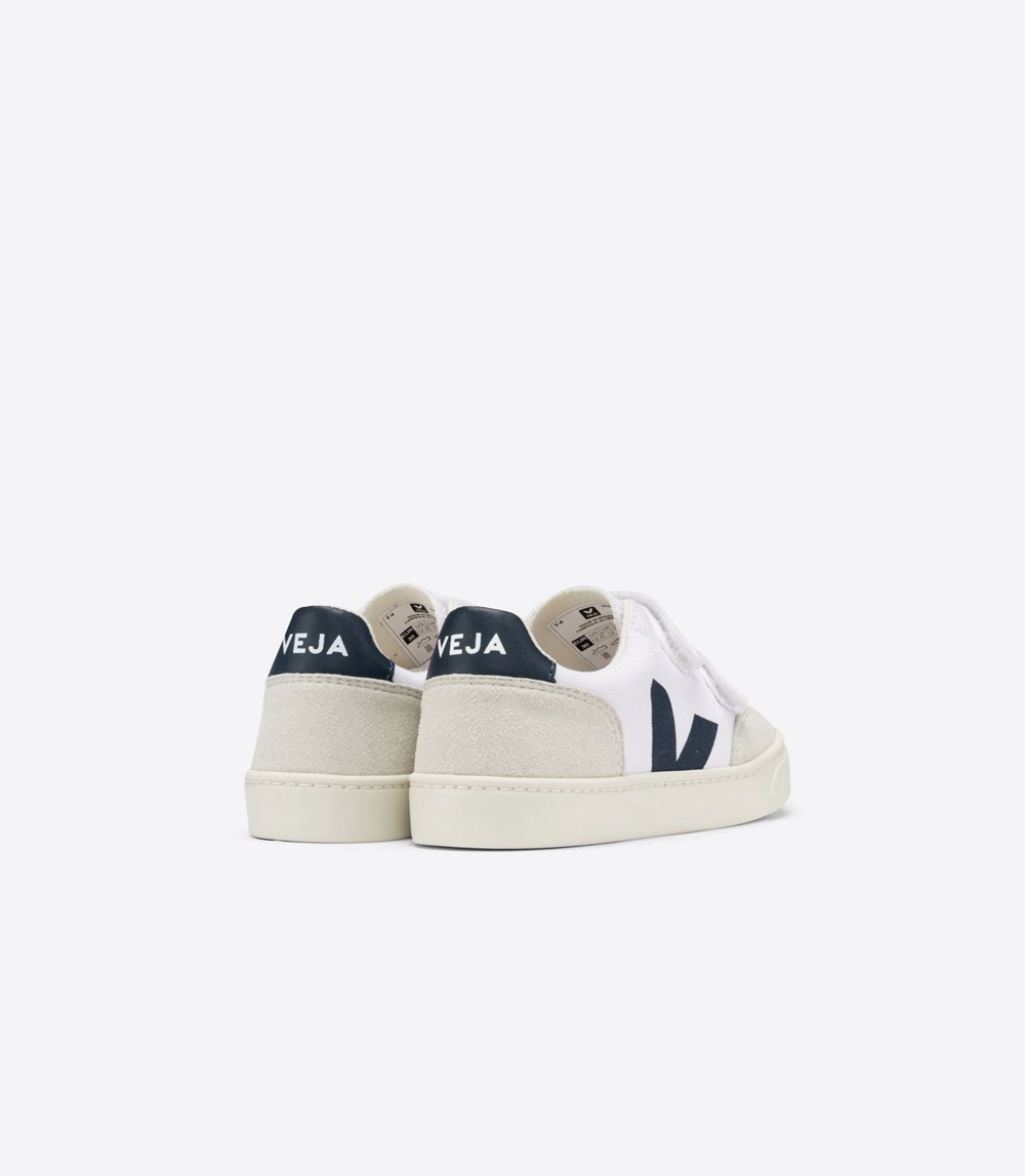 Veja Sneakers Kids - V-12 Velcro Canvas - White/Beige - 8142INHCU